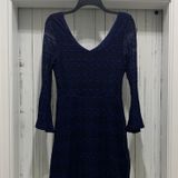 Love Reign Navy Floral Lace Bell Sleeve Dress Photo 0