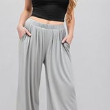 Cider  Women's Wide Leg‎ Palazzo Pants Sz XL Pockets Gray Elastic Waist Flowy NWT Photo 0