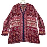 Johnny Was XL Bohemian Floral Print V Neck Kimono Tunic Top Shirt Photo 0