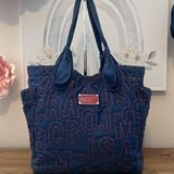 Marc by Marc Jacobs  Blue and Orange Embroidered Tote Bag Photo 0