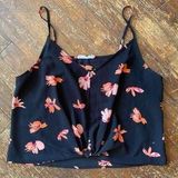 Lush Clothing Lush Cropped Black Floral Tank Top Size SM Photo 0