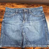 Distressed Retro Blue Denim Mini Skirt Size 38 Photo 0
