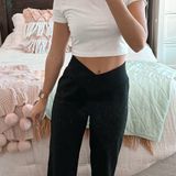 Naked Wardrobe Black Crossover Wide leg Sweats Photo 0