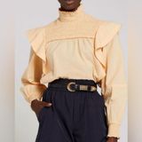 ALC Frank A.L.C. Jullian Victorian Smocked Cottagecore Prairie Career Coastal Blou… Photo 0