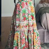 Farm Rio White Floral Sketch Midi Dress Photo 0