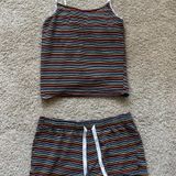 Calvin Klein  Pajama Set Tank Shorts Top Rainbow Striped Medium Photo 0