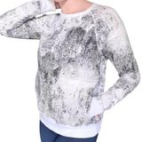 Lucy Activewear  White Gray Splatter Blizzard Print long sleeve pocket sweatshirt Photo 0