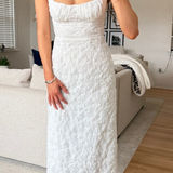 Here Comes the Sun Cupid Tied Shoulder Embellished Midi Dress White Photo 0