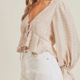 Reformation Beautiful Gingham Puff Sleeve Blouse Photo 0