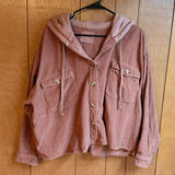 Lucky Brand Women’s XXL Blush Copper Corduroy Hoodie Jacket Shacket Hood Pockets Photo 0