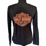 Harley Davidson Harley-Davidson Long Sleeve Logo Shirt Women’s Size P Black Orange York PA Photo 0