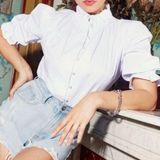 Nasty Gal  Pearl Button Down High Neck Blouse Photo 0
