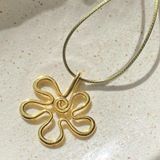 Handmade  Kawaii cute retro y2k style gold tone big flower necklace 💐🌀💓 Photo 0