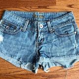 Guess Jeans Distressed Cuff Low Rise Light Blue Denim Shorts Women’s Size 24 Photo 0