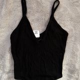 destined Black Ribbed Vneck Tank Top Photo 0