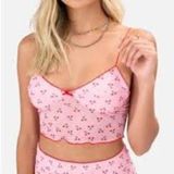 Adika Pink Cherry Crop Tank Mesh Cami Size XS Photo 0