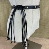 Coldwater Creek Skinny Leather Studded Fringed Belt That Ties S/M Photo 0