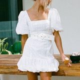 Sabo Skirt White July Dress size small 4 bride wedding bachelorette Photo 0