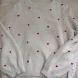 Lucky Brand  Heart Sweater Embroidered White Red  Photo 0