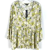 Unique spectrum Floral Button Down Babydoll Plus Size Blouse NWT Photo 0