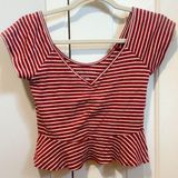 American Eagle  Striped Crop Top V-neck Photo 0