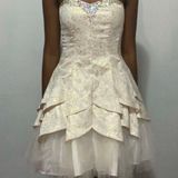 Deb Shops Cream Sweetheart Strapless A-Line Mini Photo 0