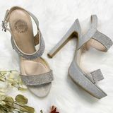 I. Miller Silver Glitter Rhinestone Platform Heels Photo 0