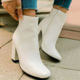 Bamboo faux leather white heeled booties size 6** Photo 0