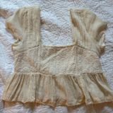 American Eagle  White Lace Blouse Floral Outfitters Women’s Cropped Small Photo 0