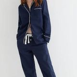 J.Crew Navy Long Sleeve and Pants PJ Set Photo 0