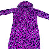 SO Purple Leopard Print Hooded One Piece Pajamas Photo 0