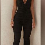 House Of CB NWT  London Delilah BLACK MESH RUCHED JUMPSUIT size XS Photo 0