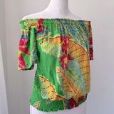 Cynthia Rowley Tropical Print Peasant Top Photo 0