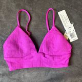 l*space NWT L* Winnie Bikini Top Large Bright Fuchsia Ribbed Pointelle - Small Photo 0