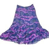 Allison Taylor Vintage 90s 100% Silk Floral Mermaid Trumpet Midi Skirt Size 12 Photo 0