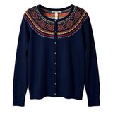 Lucky Brand  y2k fair isle beaded wool blend cardigan sweater Photo 0