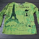 Jane Ashley  90s Paris Fashion Bedazzled Rhinestone Graphic 3/4 Sleeve Blouse Top Photo 0