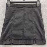 Free People Women's Denim Skirt Solid Black A Line Paneled Size 2 Photo 0