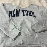 New York Off The Shoulder Crewneck Gray Size XS Photo 0