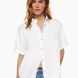 Aritzia White Short Sleeve Denim Forum  Top Photo 0