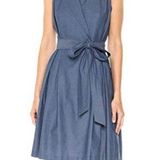 Anne Klein Denim Blue Belted Sleeveless V-Neck Fall Dress Women’s Small 4 Photo 0