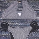 Black And White Striped Bathing Suite Size M Photo 0