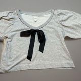 Maeve Women's Gray Pullover Sweatshirt Top with Bow Tie Blouse Size Small Photo 0