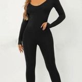 SheIn Black One Piece Scoop Neck Bodysuit Photo 0