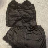 Satin Lace Pj Set Black Photo 0