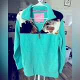 Southern Fried Chicks Medium Southern Fried Chics Pullover Turquoise and cow print Photo 0
