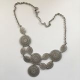 Charming Charlie Silver Filigree Circle Charm Pendant Necklace Photo 0