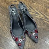 Brooks Brothers vintage embroidered flower fall kitten heel sling back heel Photo 0