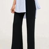 Mango MNG Wide Leg Slit Hem Pants Black Size 1 Retail $80 Photo 0