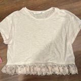 Altar'd State Altar’d State Ivory And Lace Crop Tee Photo 0